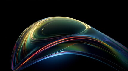 Wall Mural - Abstract Colorful Wave Design with Glowing Lights on Dark Background