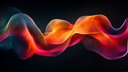 Poster - Abstract wavy lines with mesh texture and vibrant gradient colors against dark background creating dynamic visual effect