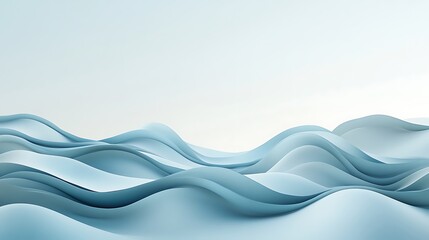 Poster - Abstract wavy paper background light blue smooth gradient 3d rendering artistic design elegance simplicity modern backdrop gentle curve