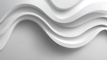 Poster - Abstract white curves gentle waves smooth flow elegant design minimalist style contemporary art clean presentation modern backdrop neutral tone