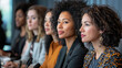 © Katerina Bond - Confident diverse women at conference table, business meeting, leadership focus, teamwork, empowerment, professional setting, gender equality, collaboration, communication, success. Selective focus.