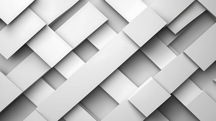 Leinwandbilder - Abstract white geometric background featuring overlapping rectangles creating a modern minimalist design with shadows and light