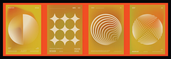 Poster - Modern gradient poster background vector set. Cover template with vibrant perspective geometric prism shapes, line. Ideal design for social media, cover, banner, flyer.
