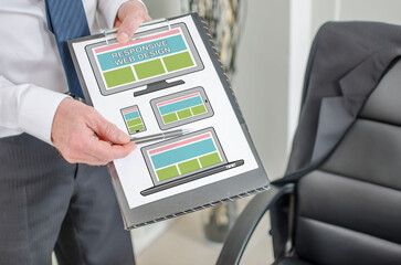 Wall Mural - responsive design concept on a clipboard