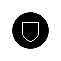 Fototapete - Shield outline icon on black circle. Secure guard sign symbol