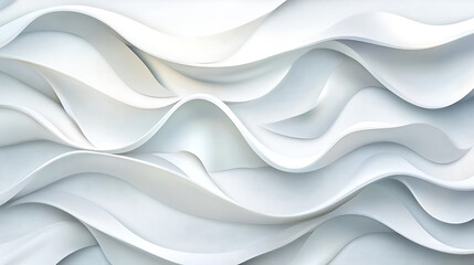 Poster - Abstract white wavy forms dynamic background illustration modern smooth shape surfaces design elegant minimalist texture presentation template