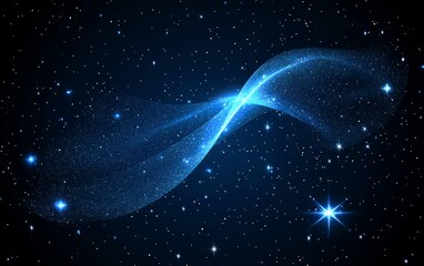 Wall Mural - Abstract Cosmic Wave: Glowing Blue Nebula in Dark Space