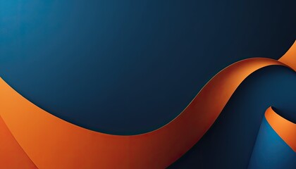 Poster - Dark blue geometric layers with orange folded paper background
1