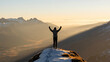 © Kasper - Person standing on a mountain peak in a victory pose
