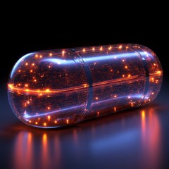 Leinwandbilder - Futuristic Capsule: A Glowing Digital Pill