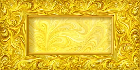 Wall Mural - Yellow Art Frame with Swirling Abstract Background, creative, visual arts