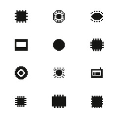 Fototapete - Set of different microchip icons isolated on a transparent background