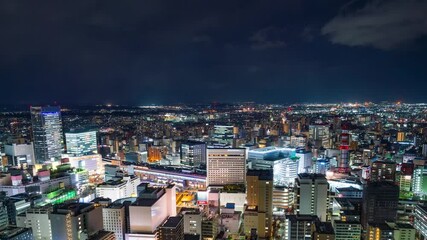 Leinwandbilder - 夜の都市・道路・鉄道のタイムラプス