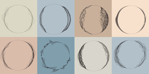 Leinwandbilder - Lines in Circle Form . Rotate rounded shape Vector Illustration .Rotating circles form a ring.Rotating design element . Various circle lines forming round frame . Abstract Geometric line art .
