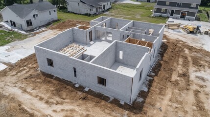 Poster - Under-construction printed home with embedded utility channels visible in walls
