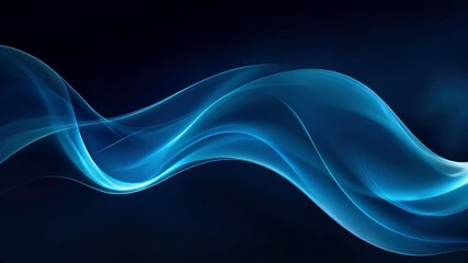 abstract blue wave flow animation on dark background for video overlay