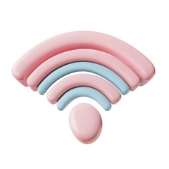 Fototapete - Three-dimensional pastel pink and light blue wireless network icon with soft curves.  The design is stylized and visually appealing.
