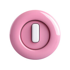 Poster - Close-up view of a digitally rendered pink button with a white capital letter 