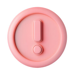 Poster - Vibrant pink, 3D exclamation mark symbol, displayed on a round, light pink button.  The image showcases a modern design aesthetic.
