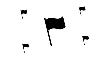 Poster - Zoom in and out animation the flag symbol. Large black symbol in the center and four small symbols around. Seamless looped 4k animation on white background