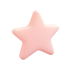 Poster - Three-dimensional, pink star-like shape is presented against a backdrop of varied pastel hues, with a focus on the star's smooth, soft texture.