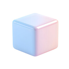 Poster - Digital rendering of a cube with soft, blended pastel hues of light blue and pink.