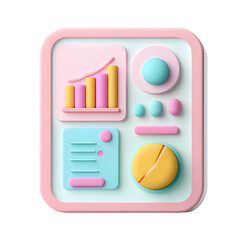 Fototapete - 3D representation of an abstract user interface, featuring various colorful shapes and icons, designed in a modern and flat style.