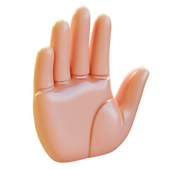 Poster - Digitally rendered hand, light peach tone,  with an open palm, in a stop gesture against a muted background.