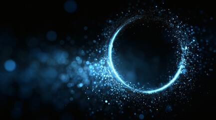Wall Mural - glowing circular blue energy ring, futuristic digital light swirl, concept image for tech, data or s