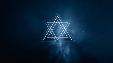 Wall Mural - glowing star of david in space, abstract geometric spiritual art, concept for mysticism, universe or