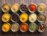 Glass Jar of Mixed Spices on Wooden Surface