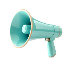 Poster - Light teal megaphone, digitally rendered, presented in a close-up view against a plain backdrop.