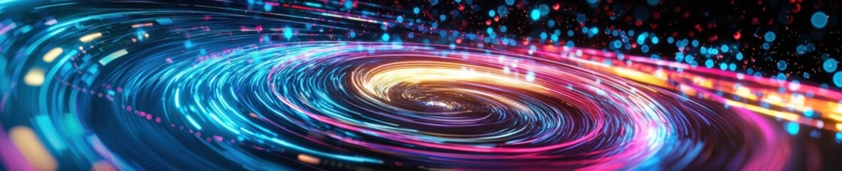 Aufkleber - A neon-colored AI processing system visualized as a vortex, Rare Computing