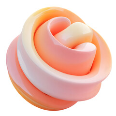 Poster - Vibrant, geometric abstract shape resembling a flower with soft peach and cream tones.  Its three-dimensional form showcases a swirling pattern.