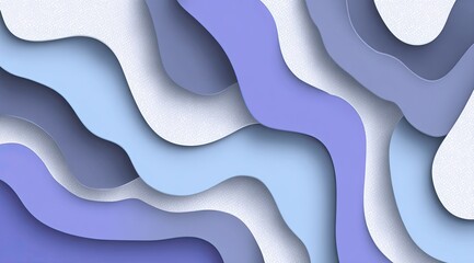 Poster - Abstract wavy paper layers in cool blue tones
