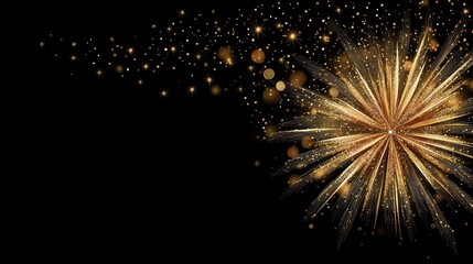 Aufkleber - Explosive fireworks display illuminating the night sky with shimmering sparks and vibrant colors against a dark background.