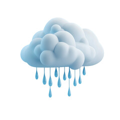 Poster - Digitally created image of a fluffy cumulus cloud releasing water droplets, set against a light background.