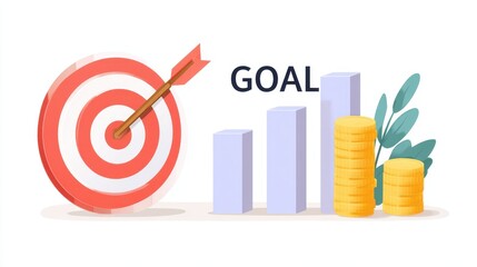 Poster - A target with an arrow and a financial growth chart, symbolizing goal achievement and success in business.