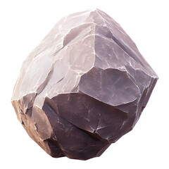Aufkleber - Digitally rendered, realistically detailed model of a large, multifaceted stone.  The stone shows varied shades of gray and purple.