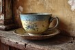 © Dimas - Antique floral teacup and saucer still life