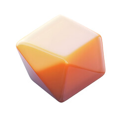 Aufkleber - Vibrant, glossy orange and cream-colored cube, set against a backdrop of layered, warm colors.