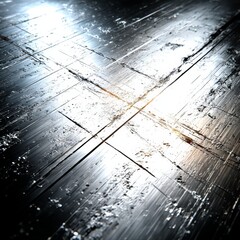 Poster - Abstract Metallic Grid with Scratches and Light Reflections - Industrial Texture, Geometric Design, Minimalist Art