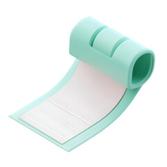 Aufkleber - Light teal adhesive strip is unfurling against a dark background, showing a white blank area.  The design is simple and modern, creating a digital graphic.