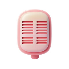 Poster - Rose-colored audio device with ventilation slots,  showing a modern and portable design.