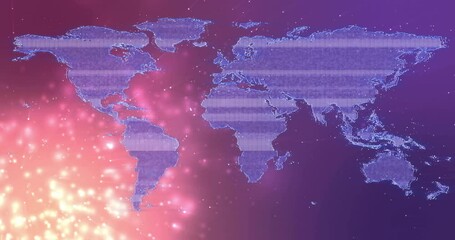 Poster - Digital world map being animated over vibrant gradient backdrop, with glowing dot matrix and flares