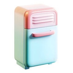 Aufkleber - Three-dimensional, digitally rendered depiction of a pastel-colored refrigerator, showcasing a retro style aesthetic.
