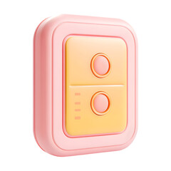 Poster - Vivid depiction of a small, square, pink electrical device with two orange buttons. The digital rendering showcases a modern design.