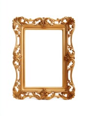 Aufkleber - Ornate gold picture frame on white background studio shot of empty baroque style frame for artwork or photo display