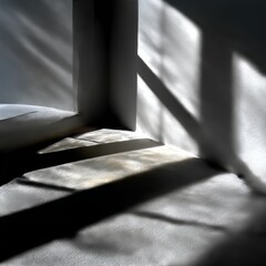 Aufkleber - Abstract Play of Light and Shadow: A Corner in Monochrome, Dramatic Contrast, Architectural Detail, and Interior Illusion