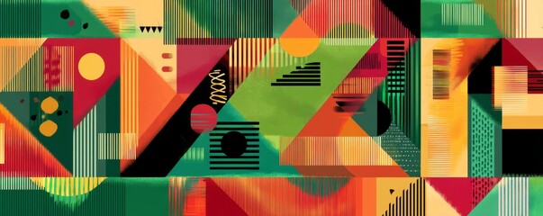 Poster - Abstract Geometric Pattern with Triangular Shapes in Warm Color Palette, Modern Art Background, Digital Illustration, Graphic Design Element.